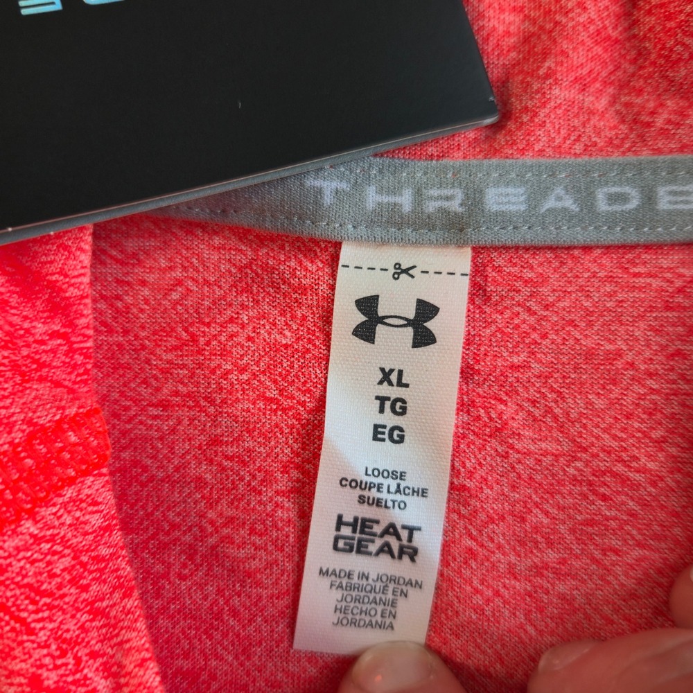 Under Armour Hoodie Womens XL Neon Pink HeatGear Loose Fit Drawstring Hem - Picture 3 of 5